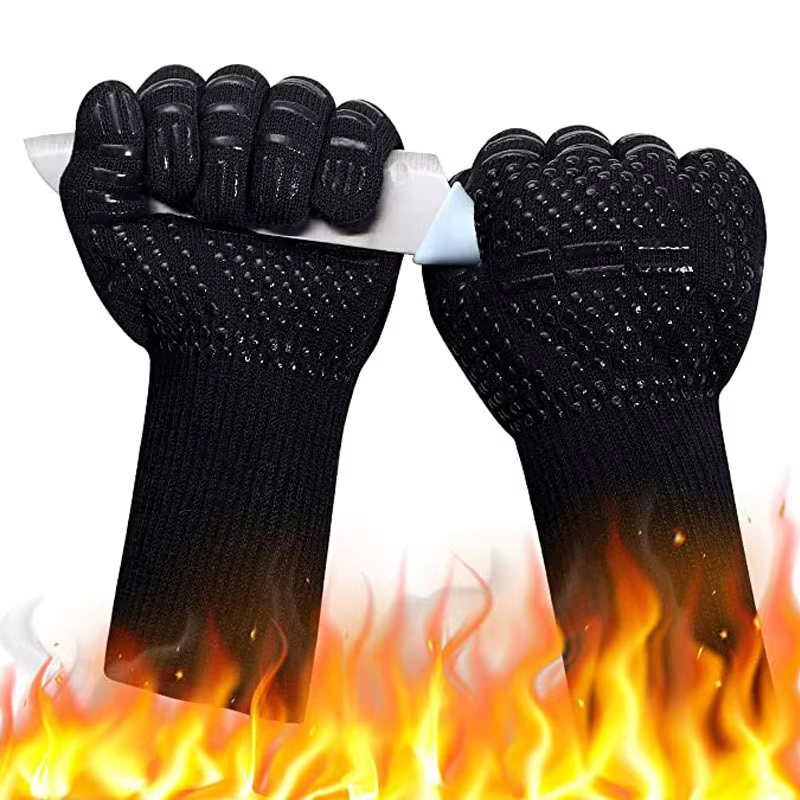 BBQ Microwave Oven Gloves, High Temperature Resistance, Fireproof Anti Heat Insulation Gloves for Barbecue, Heatproof