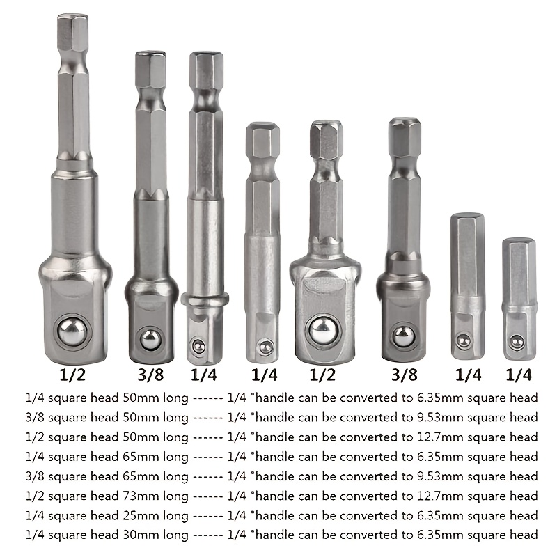 Drill Socket Adapter Set, Hex Shank Extension, For Impact Driver, Square Head Drill Bit, Durable Hand Tools Kit