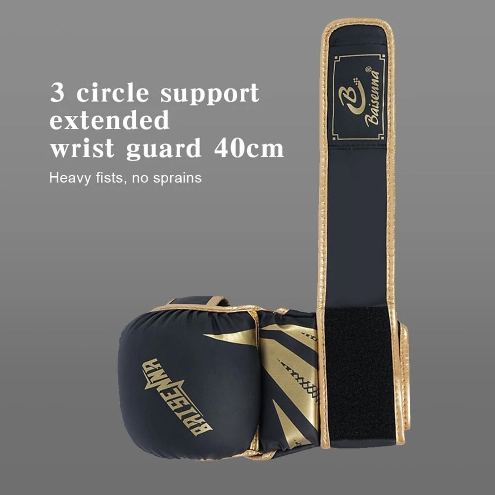 High Density Sponge Wrist Support MMA Gloves, PU Leather Boxing Gloves for Adults, Shock Absorption