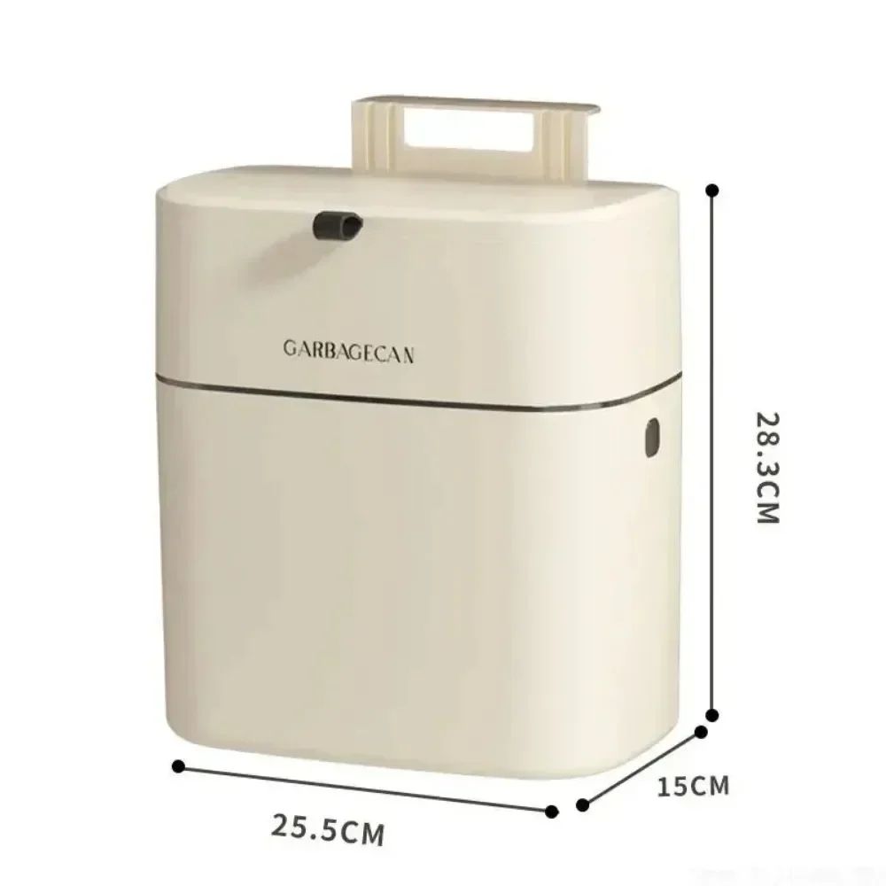 Hanging Press-Top Garbage Bin – Large Capacity Wall-Mounted Bathroom Trash Can with Clamshell Lid