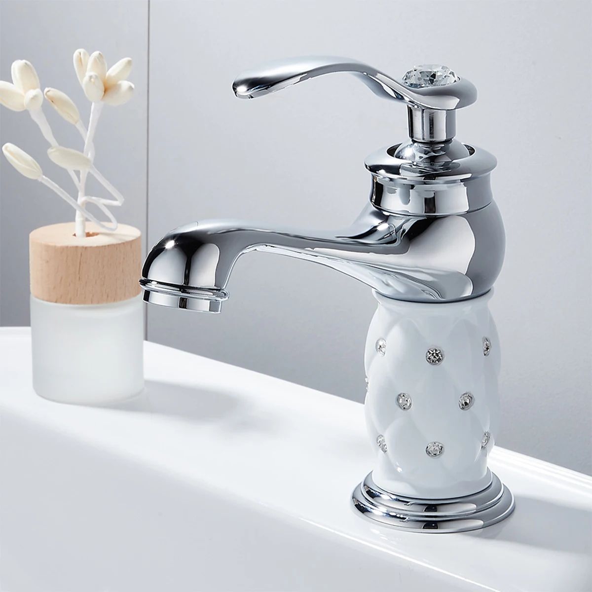 Modern Bathroom Sink Faucet Hot and Cold Mixer Deck Mounted Vanity Tap