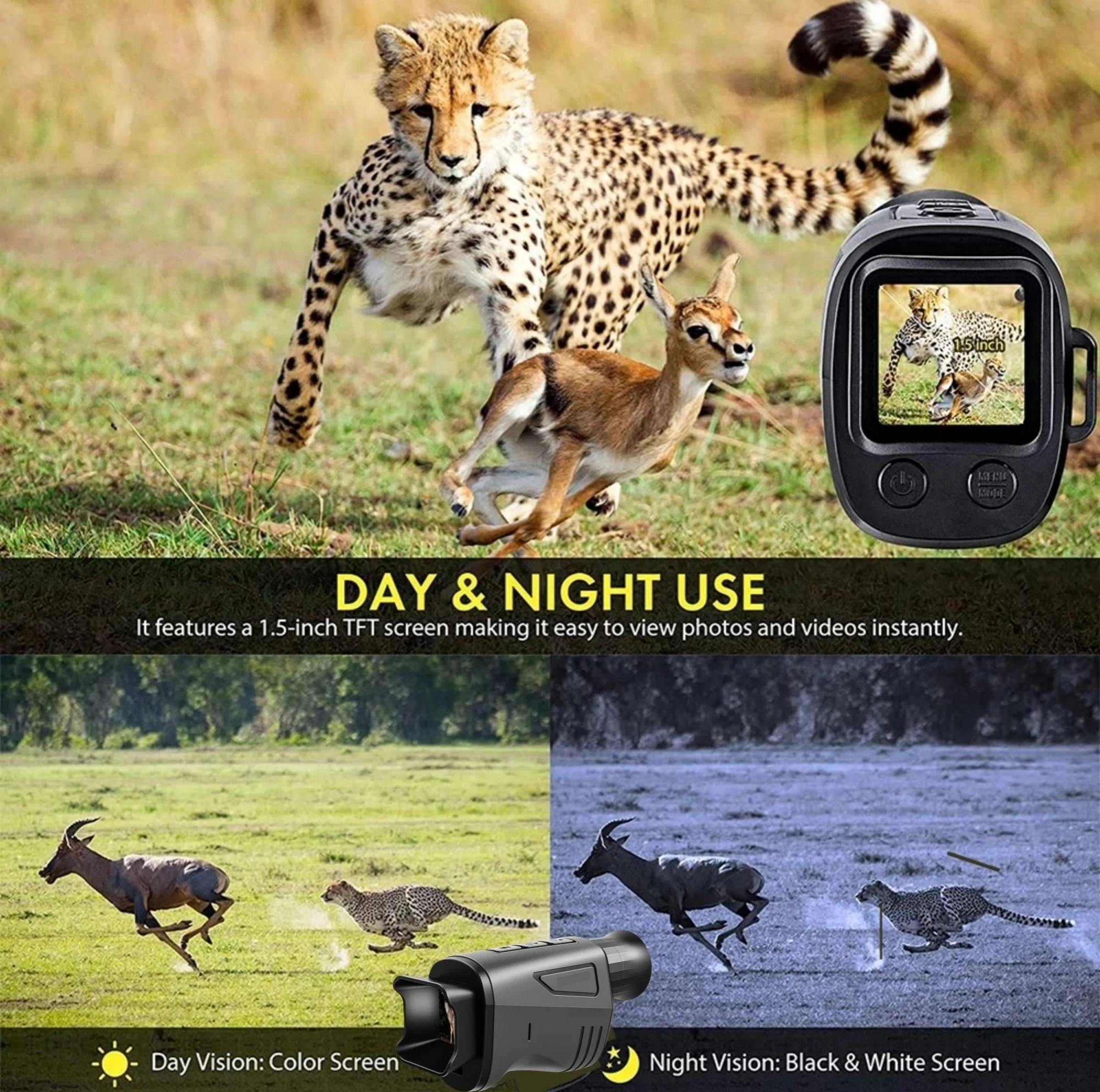 1080P HD Monocular Night Vision Device | Infrared Camera with 10X Digital Zoom & 1000M Range