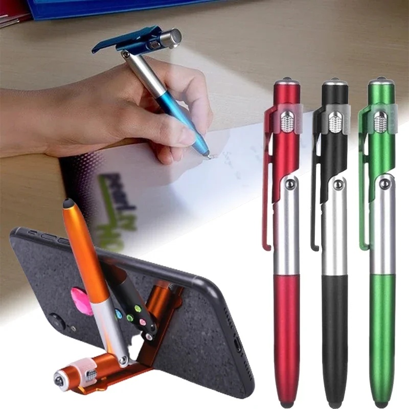 Multifunctional LED Ballpoint Pen with Foldable Phone Holder Ideal for Students and Professionals