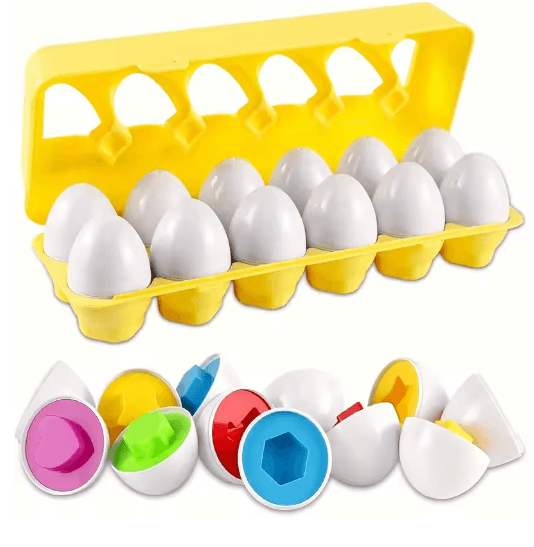 12 Piece Colorful Egg Shaped Jigsaw Puzzle Set for Toddlers Early Learning Motor Skills Toy