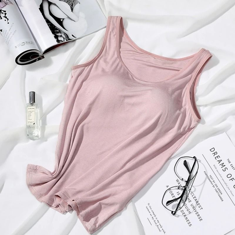 Women Slim Fit Tank Top with Built In Bra