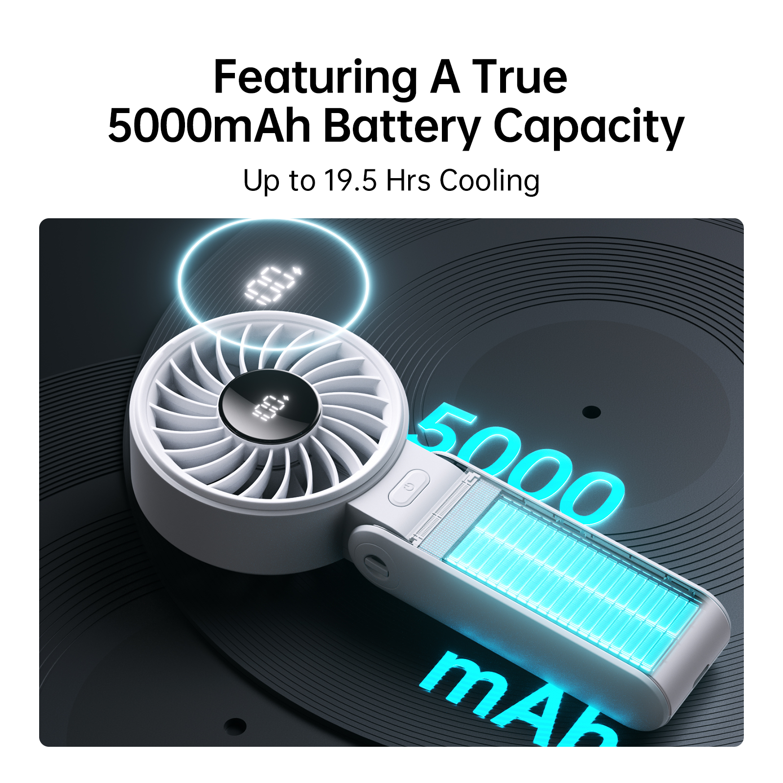 Portable Handheld Fan with LED Display, High Speeds, Multifunction Personal Fan