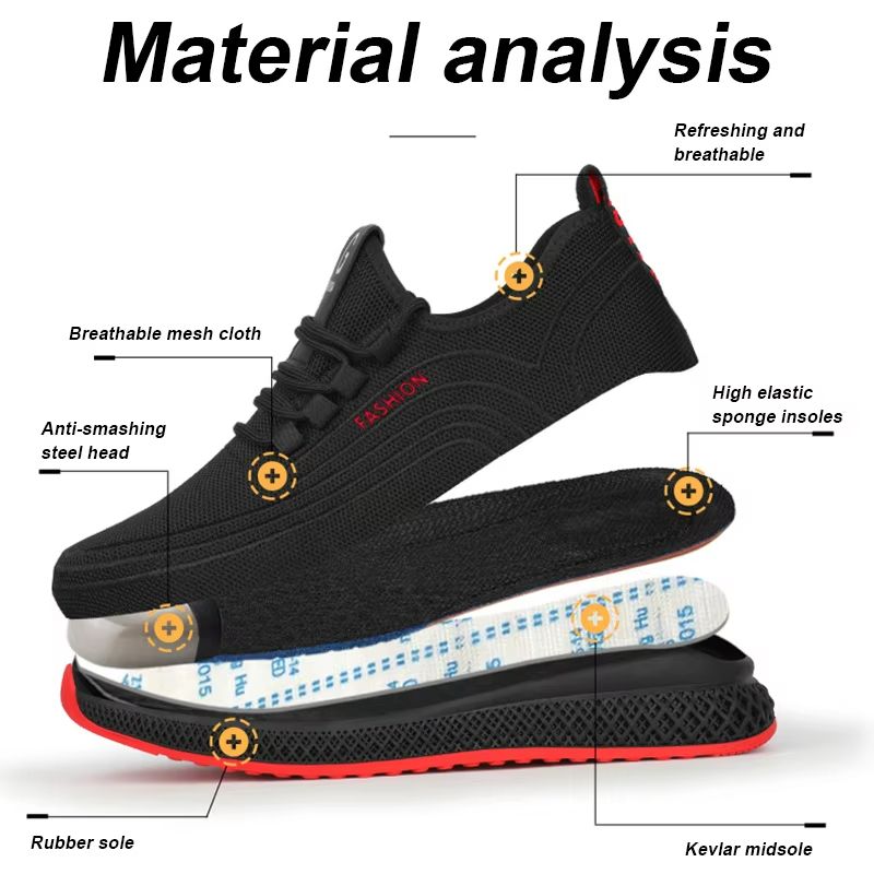 Breathable Steel Toe Work Shoes – Lightweight Puncture-Proof Safety Sneakers for Men & Women
