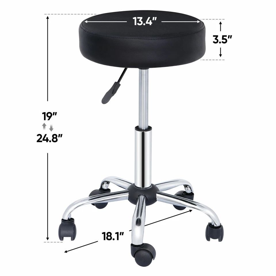 Hydraulic Rolling Stool Chair Adjustable Height Swivel Salon Seat with Wheels