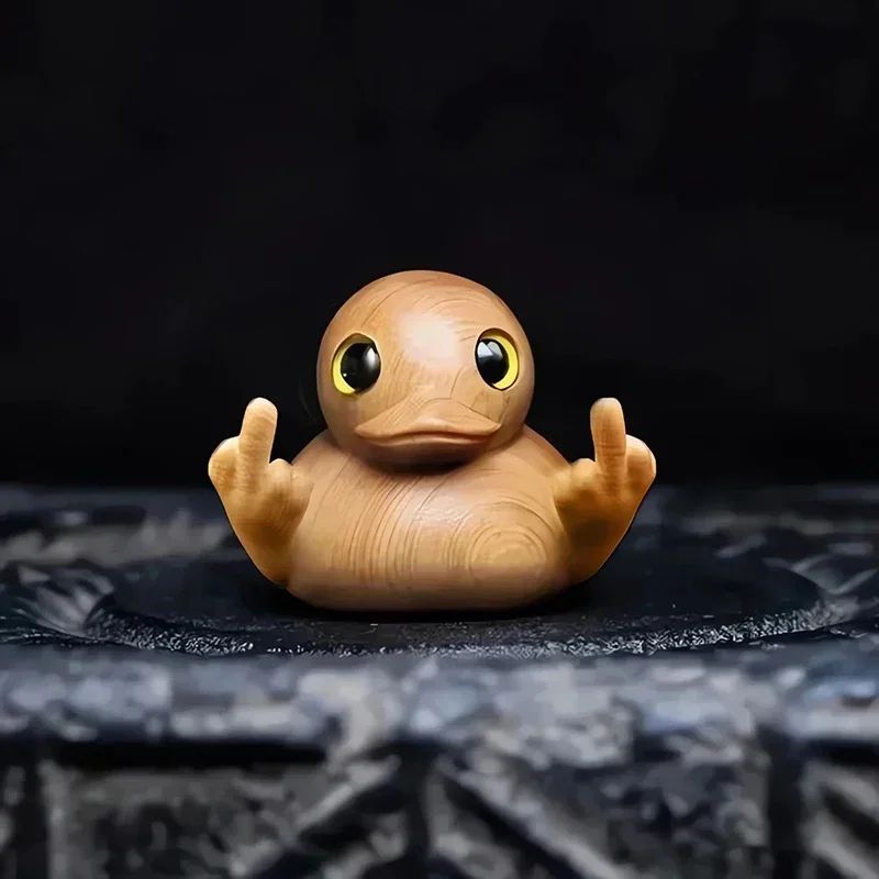 Funny Middle Finger Duck Wooden Figurine