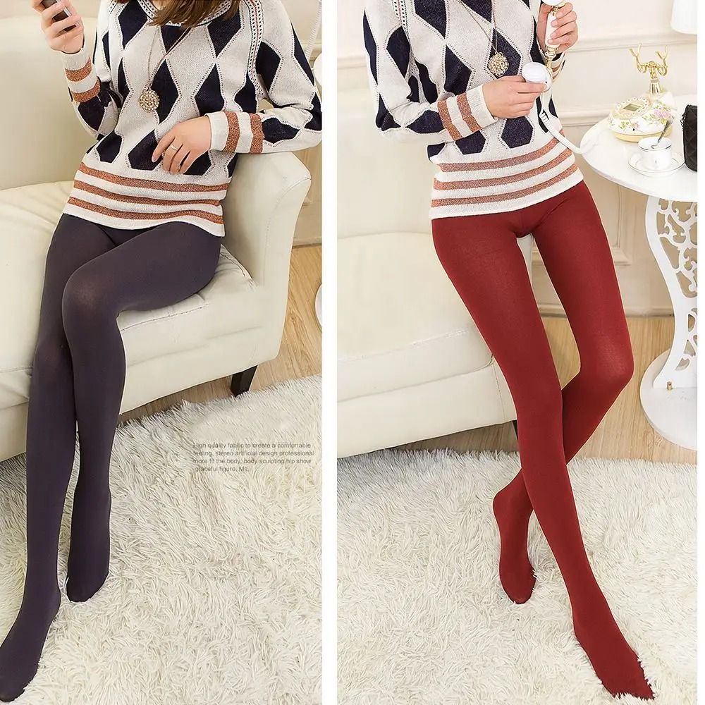 Womens Thermal Fleece Pantyhose Warm Fleece Lined Tights Winter Full Foot Leggings