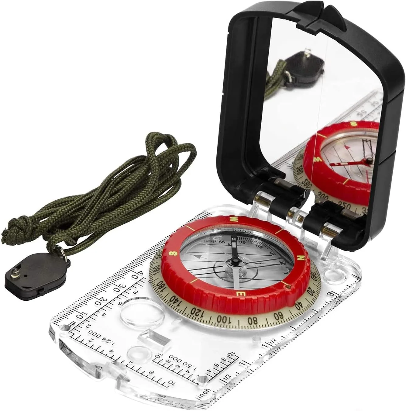 Tilt Mirror Aiming Compass with Night Light Essential Tool for Hiking, Camping & Mountaineering