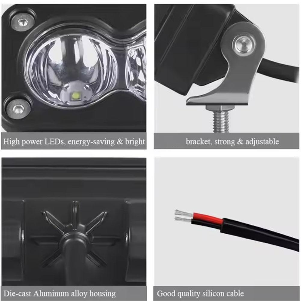 LED Pod Work Light for Motorcycle Truck Offroad Roof Luggage Rack, Car Spotlight White Yellow
