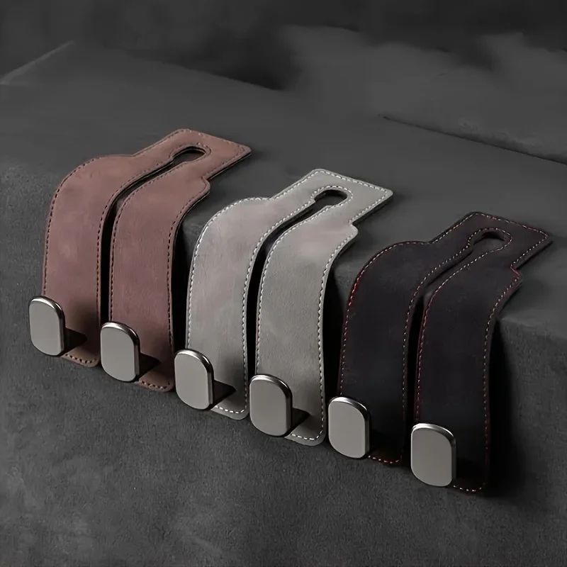 Premium Car Seat Back Hook – Leather & ABS Headrest Purse Hook