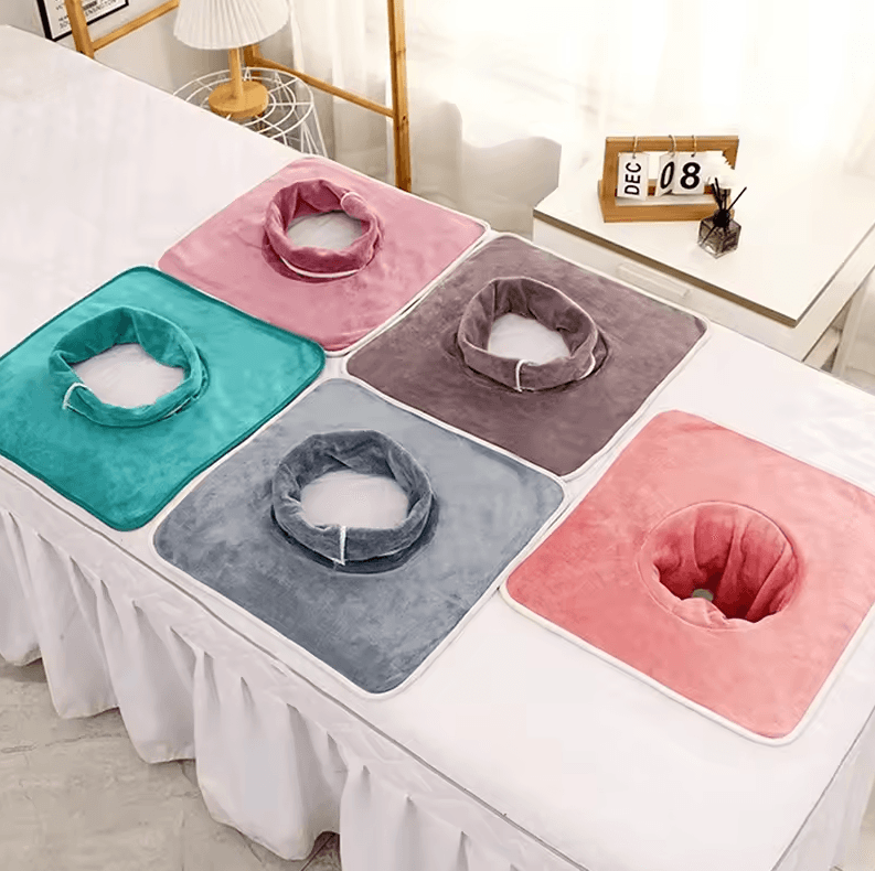 Thickened Beauty SPA Massage Table Face Towel with Hole | Salon & Hotel Spa Linen (14 by 14in)