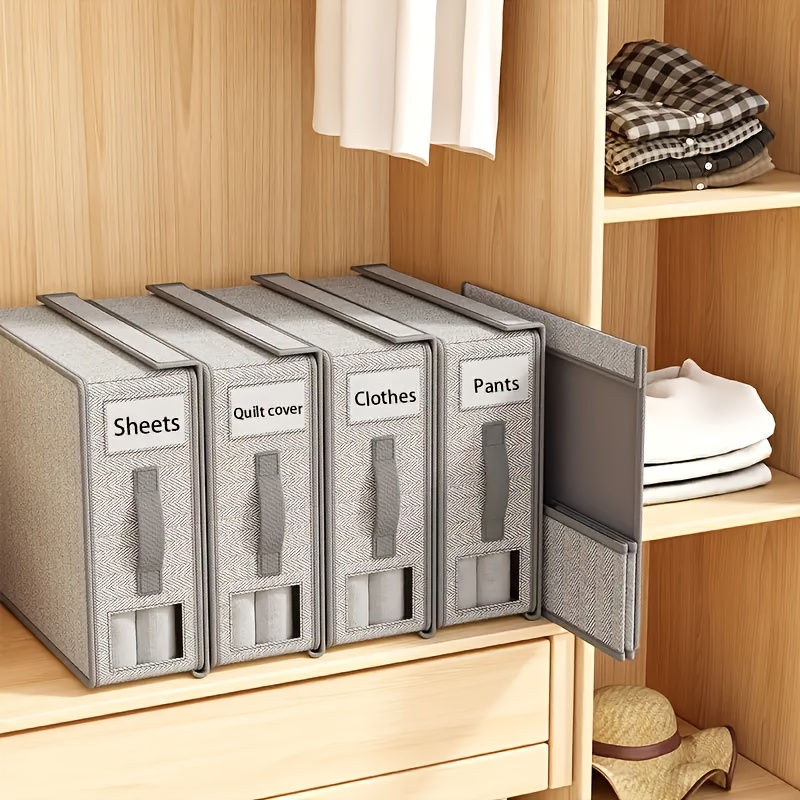 Thickened Fabric Sheet Storage Box Organizer, Zipper Blanket Bag, Folding Window Wardrobe Bed Clothes Storage with Lid