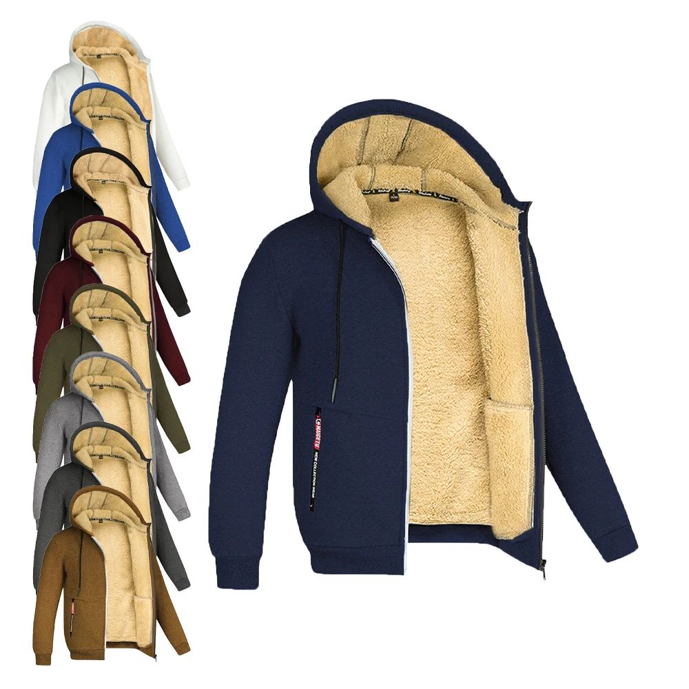 Mens Full-Zip Fleece Hoodie Jacket for Casual Streetwear & Winter Comfort