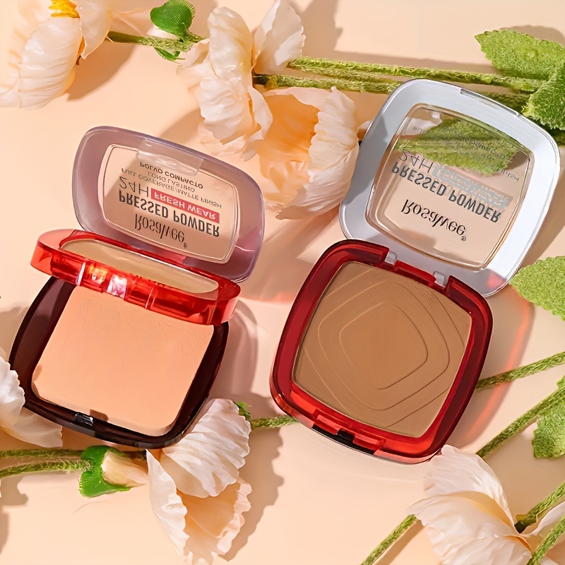 Matte Full Coverage Pressed Powder Foundation with Puff 24H Fresh Wear, Weightless Finishing Makeup
