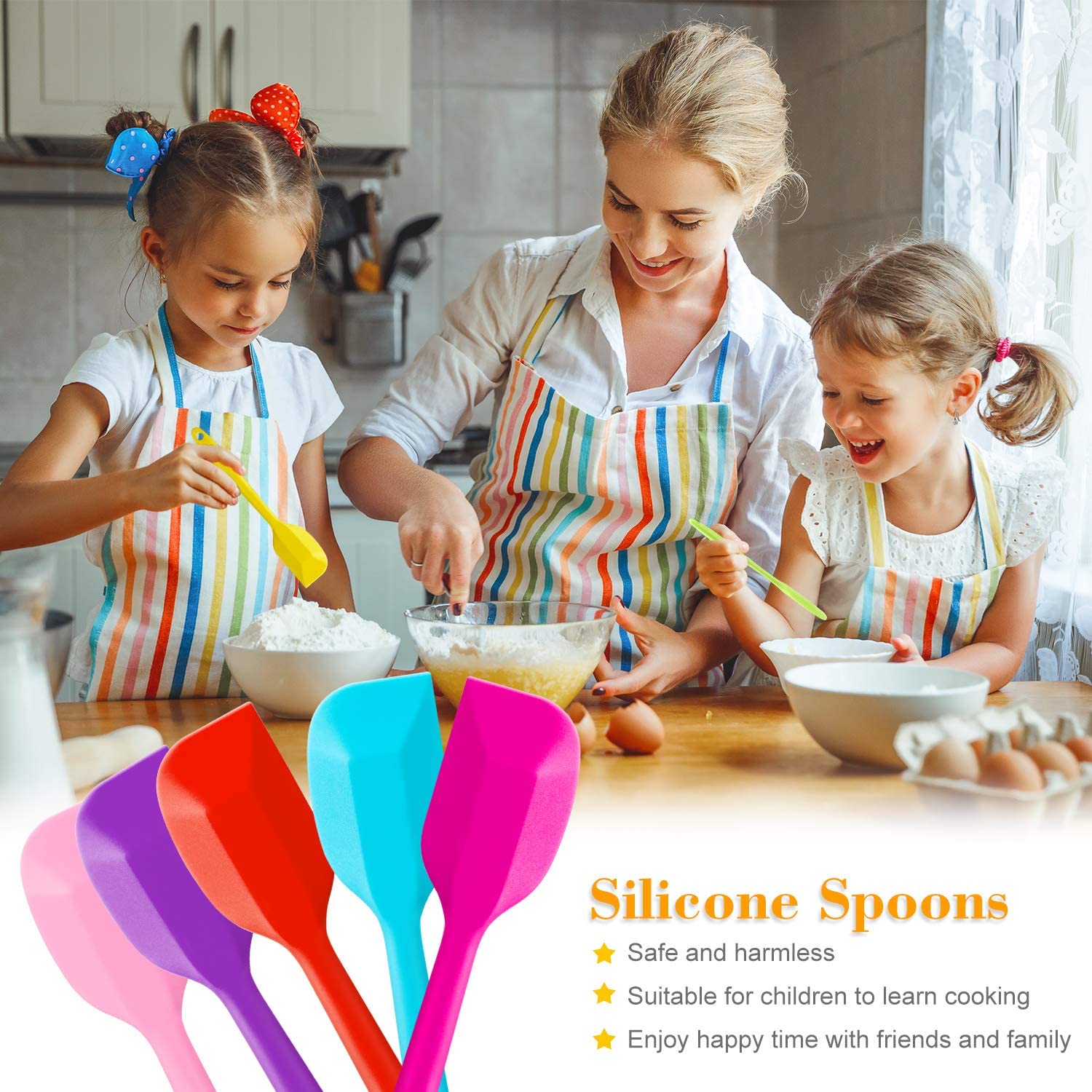 Flexible Silicone Spatula Heat Resistant Non-Stick Scrapers for Baking Cooking Mixing