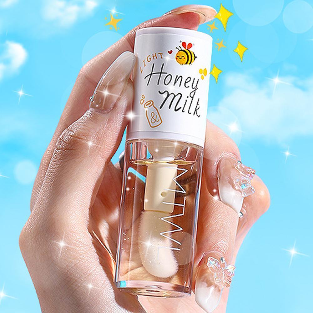 Honey Peach Lip Oil, Long Lasting Hydrating Lip Tint, Non-sticky Moisturizing Lip Plumper Serum Make Up