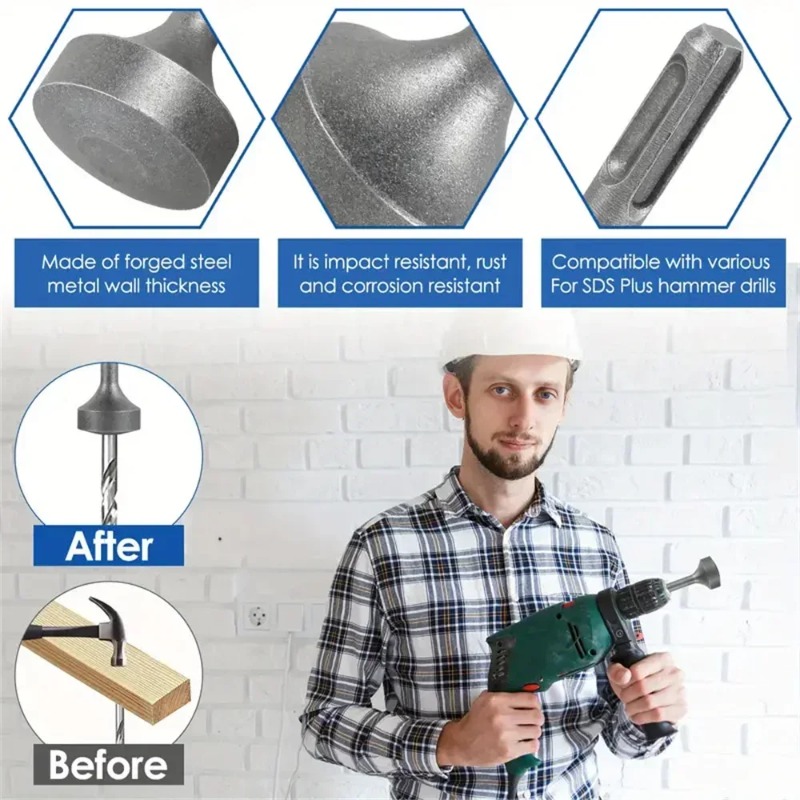 Steel Drill Bit Driver Wear Resistant, Ground Rod Driver Heavy Duty, Wide Compatibility Ground Rod Bits Socket
