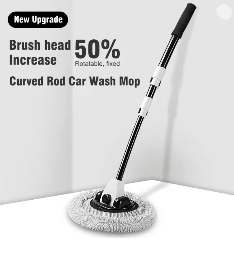 Telescopic Car Wash Brush with Chenille Head and 15 Degree Bend Handle