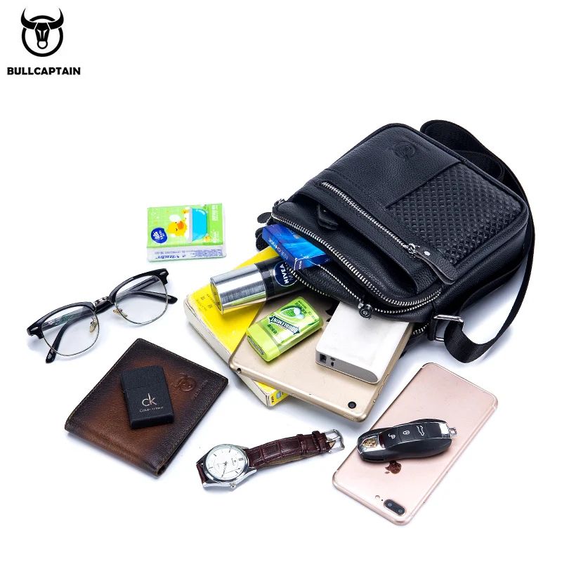 BULLCAPATIN Men's Genuine Leather Messenger Bag Shoulder Briefcase Satchel