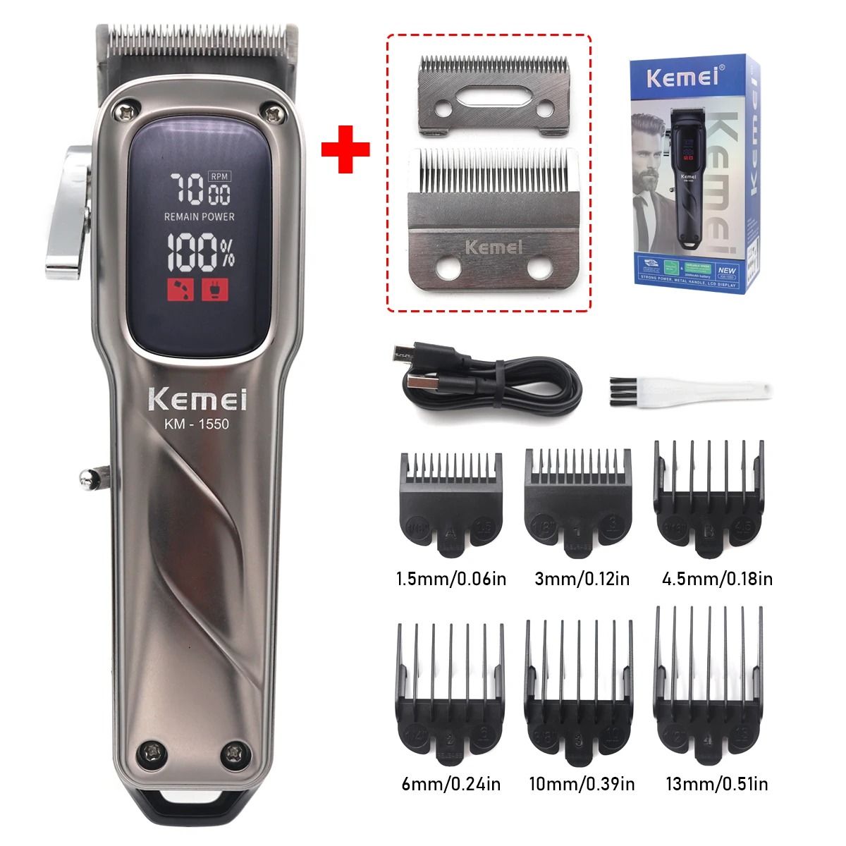 Kemei KM-1550 Professional Hair Clipper – High-Precision Cordless Grooming