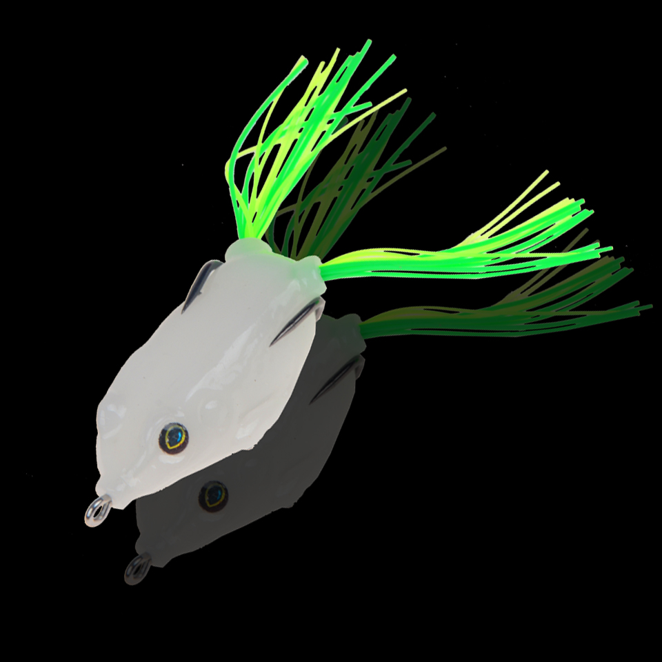 Fishing Lures, Treble Hooks, Night Light Soft Tube Bait, Topwater Ray Frog Lure