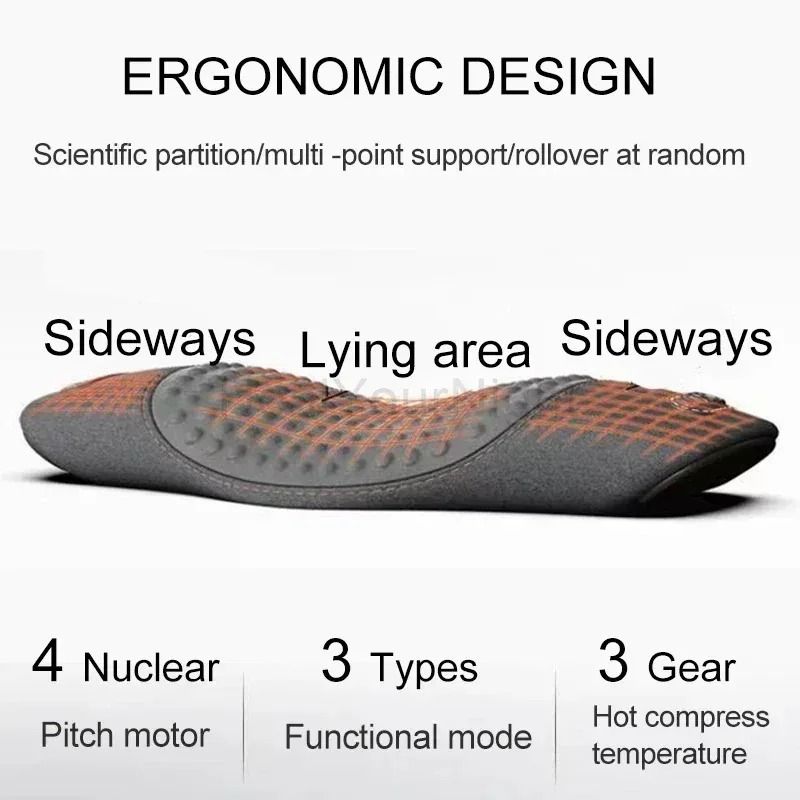 Electric Heated Waist & Lumbar Massager – Advanced Vibration & Heat Relief Pillow