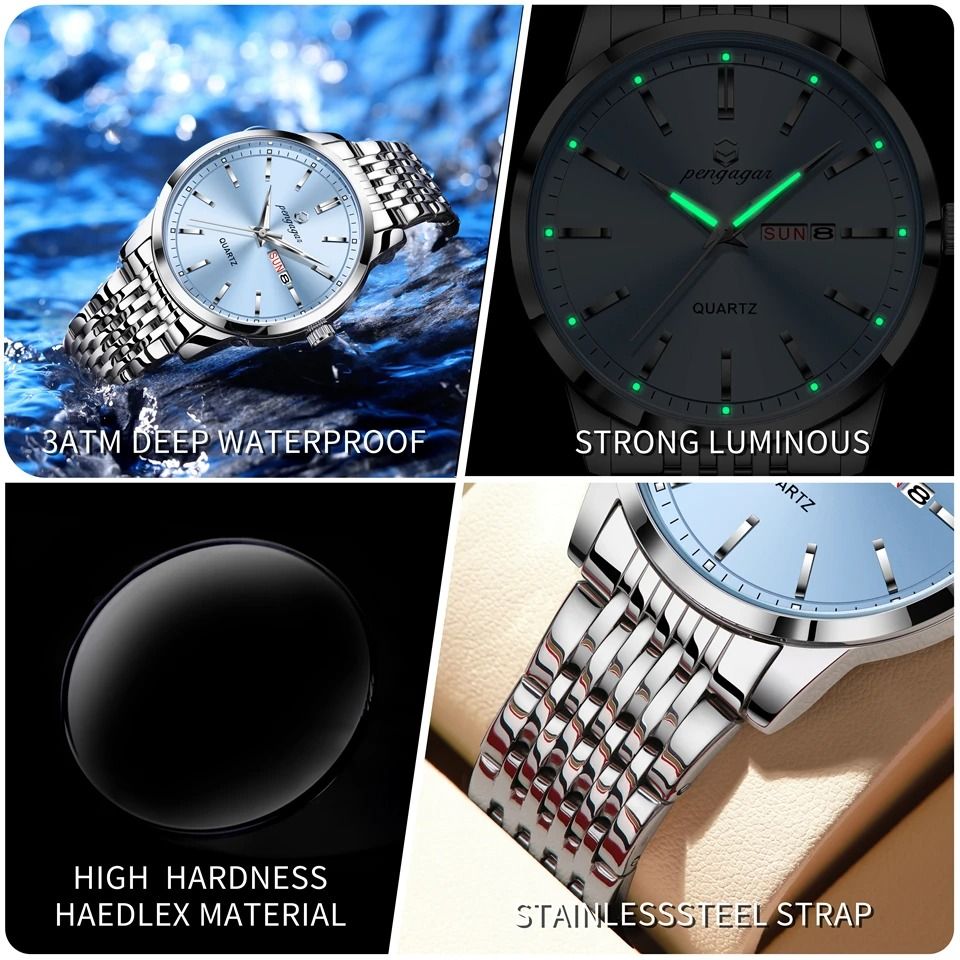 Luxury Stainless Steel Watch – Waterproof Luminous Business Quartz Timepiece