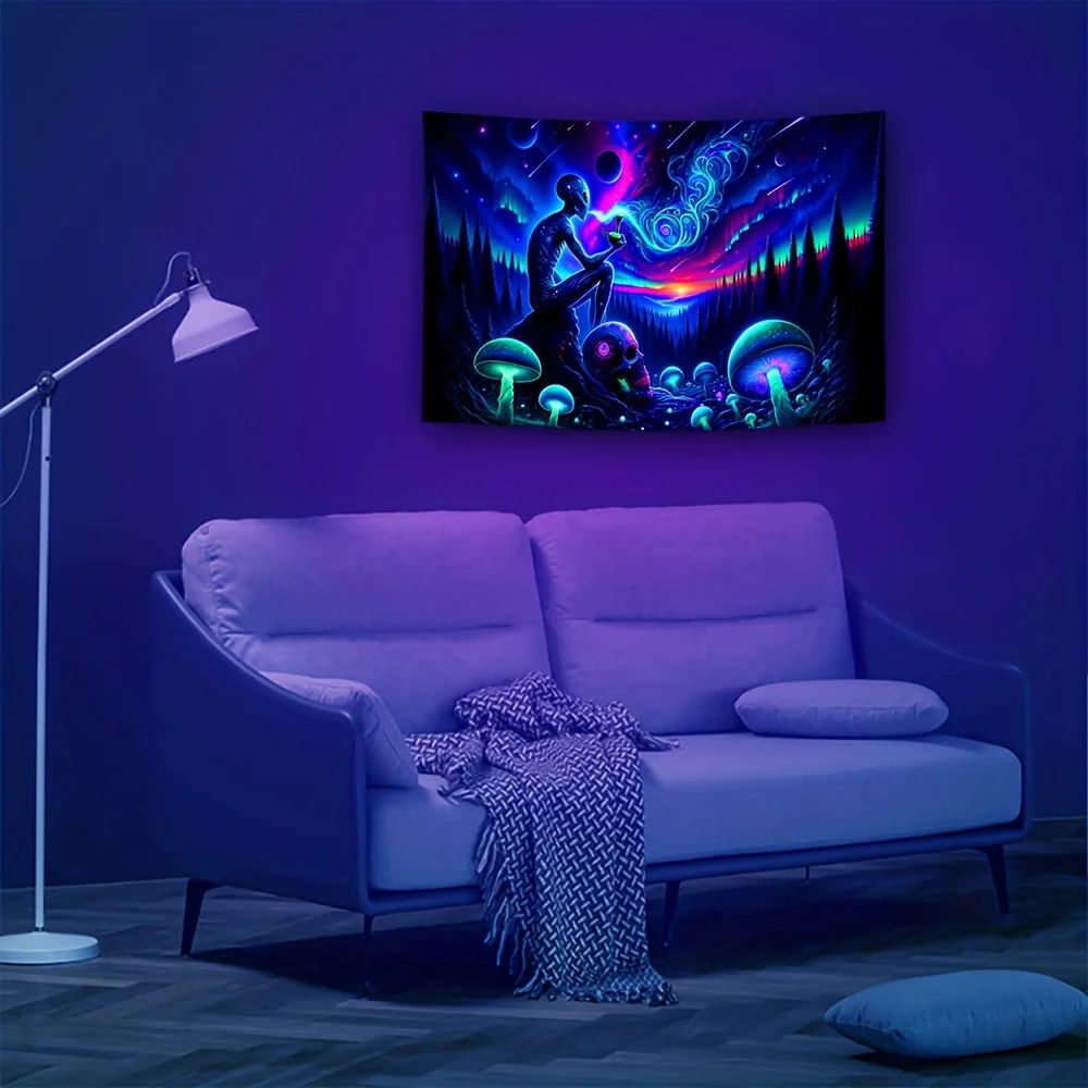 Aurora Borealis Forest Tapestry Wall Hanging for Bedroom and Boho Room Decor