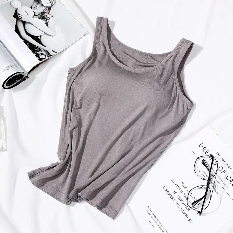 Women Slim Fit Tank Top with Built In Bra