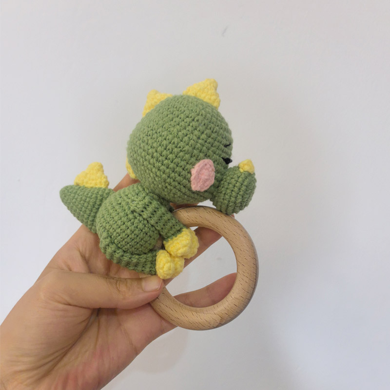 Long Ear Bunny Baby Rattler Safety Wooden Teether Mobile Crib Bell Teething Toy
