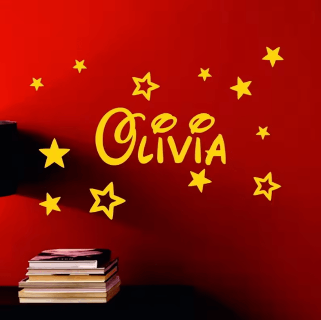Personalized Name Wall Sticker with Stars – Custom Kids Room Vinyl Decor (30 20cm)