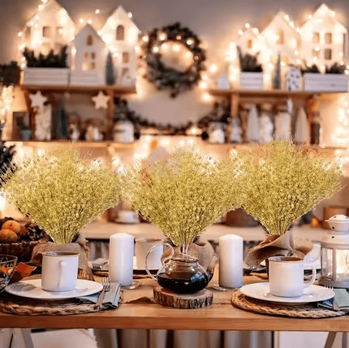 Gold Christmas Berry Stems – Decorative Flash Artificial Berries for Holiday Crafting