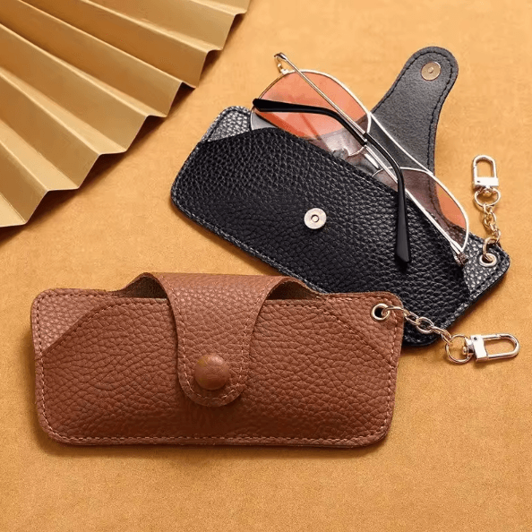 RetroCarry PU Leather Glasses Pouch with Lanyard Strap