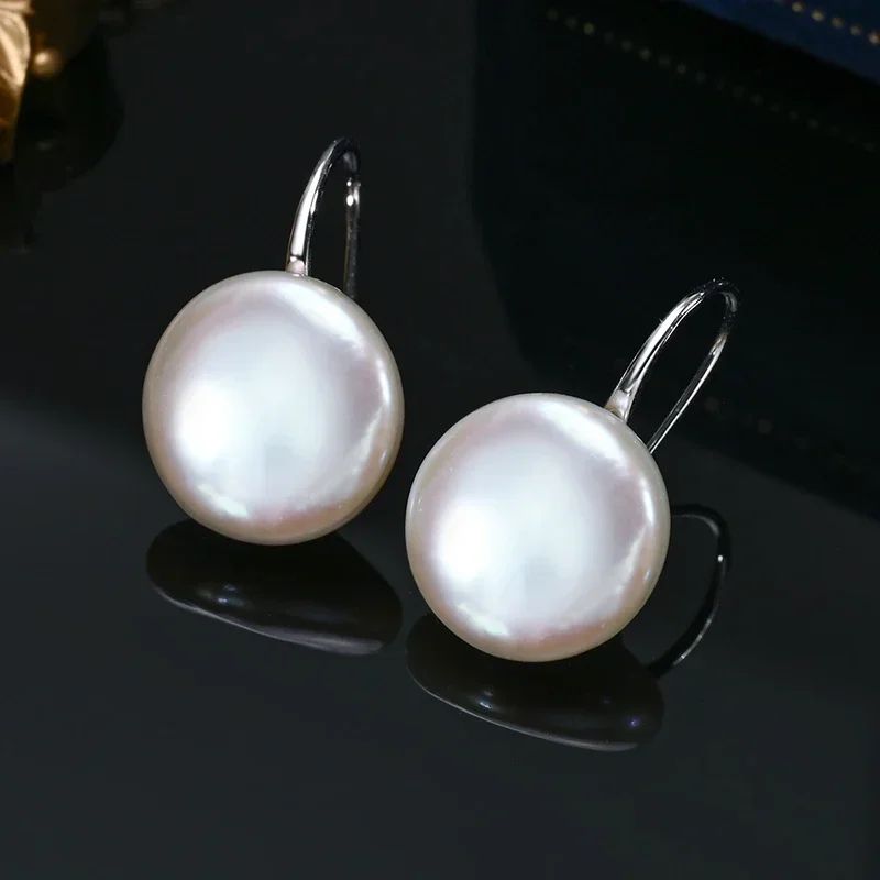 Natural Freshwater Baroque Pearl Earrings 925 Silver Hooks