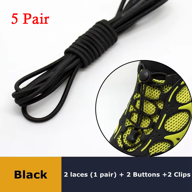 Elastic No Tie Shoelaces, Quick Rubber, Sneakers, Lazy Laces, Round Shoestrings, Stretching Lock