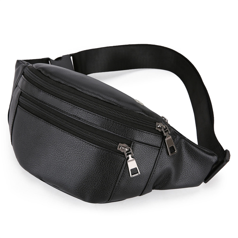 Fashionable PU leather Mens Chest Pack Shoulder Bag Small Crossbody Messenger Bag
