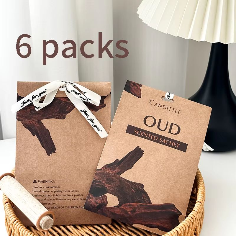 6-Pack Oud Lavender Sandalwood Scented Sachet Set Long-Lasting Closet & Car Freshener