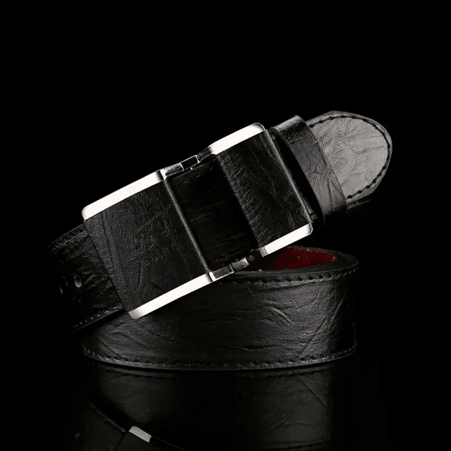 Mens Business Casual Leather Belt Smooth Buckle