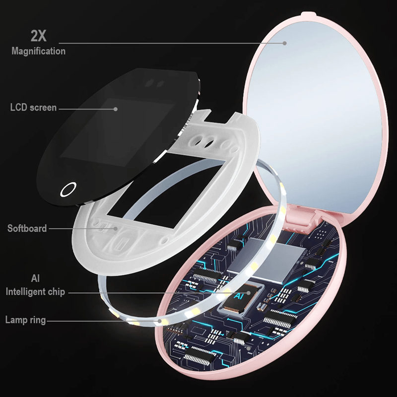Smart UV Sunscreen Makeup Mirror with LED Light and Sunscreen Detection