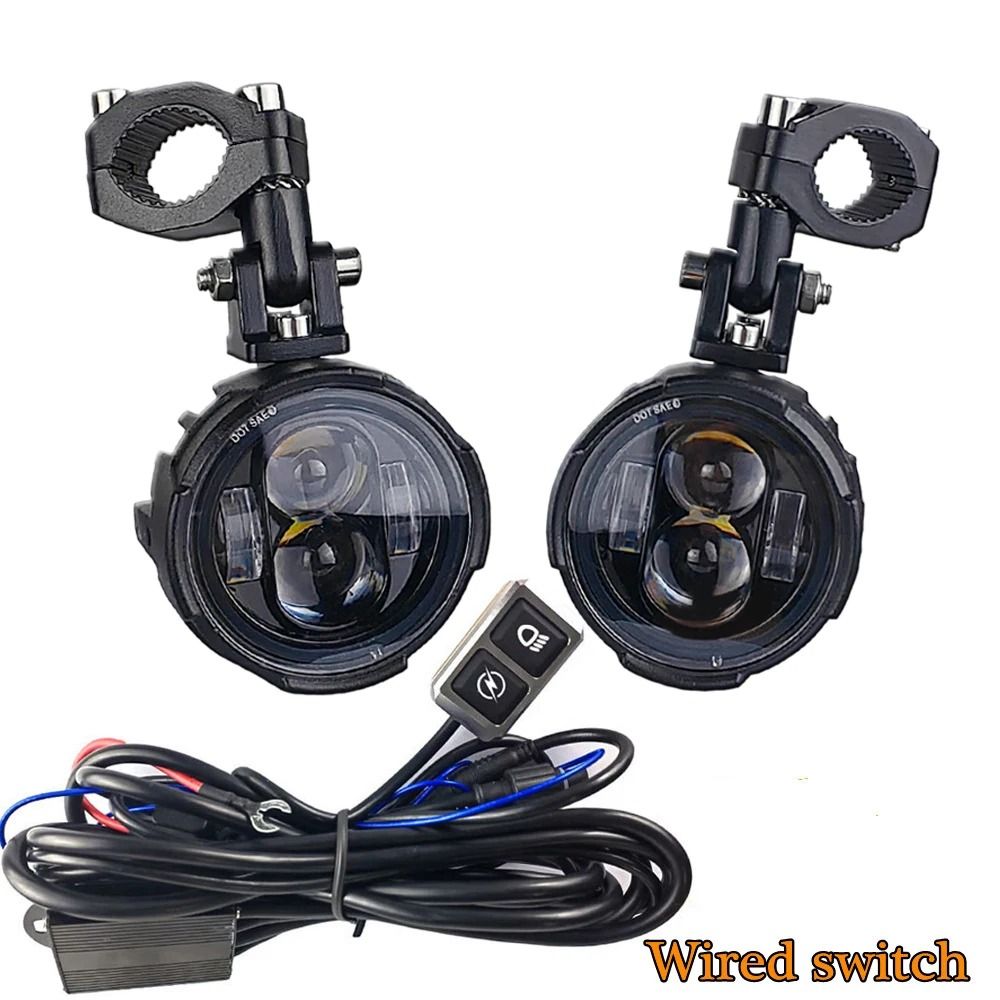 100W Motorcycle LED Headlight Fog Driving Light Dual Color