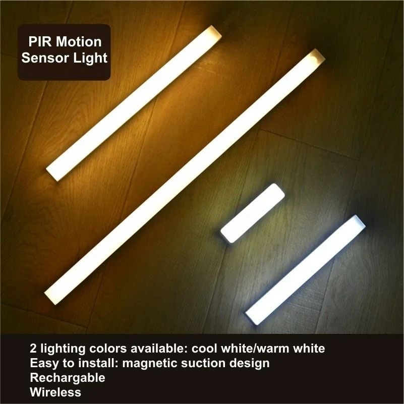 PIR Motion Sensor Rechargeable LED Light Portable USB Indoor Lamp