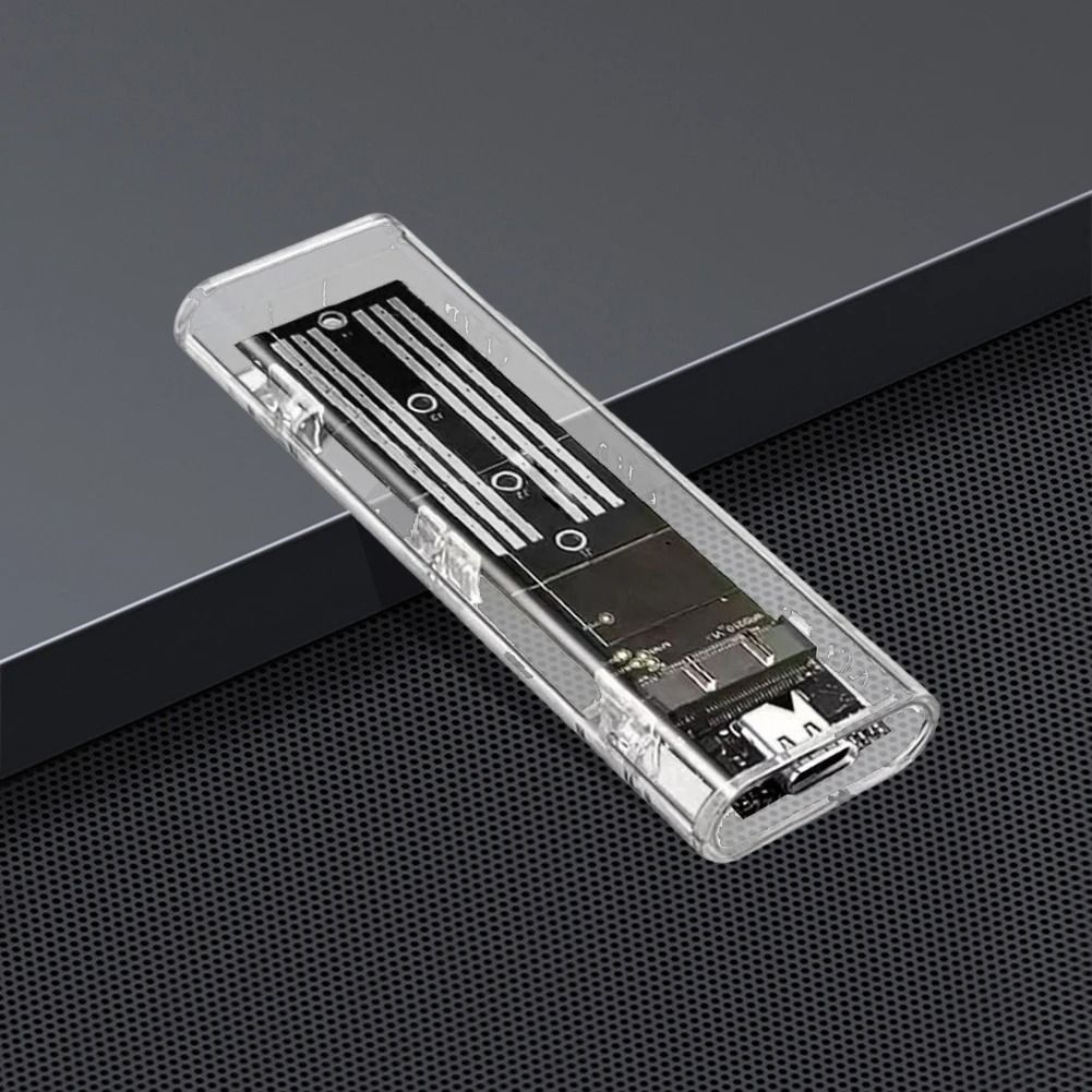M2 SATA External SSD Enclosure USB C 10Gbps Transparent Hard Drive Case