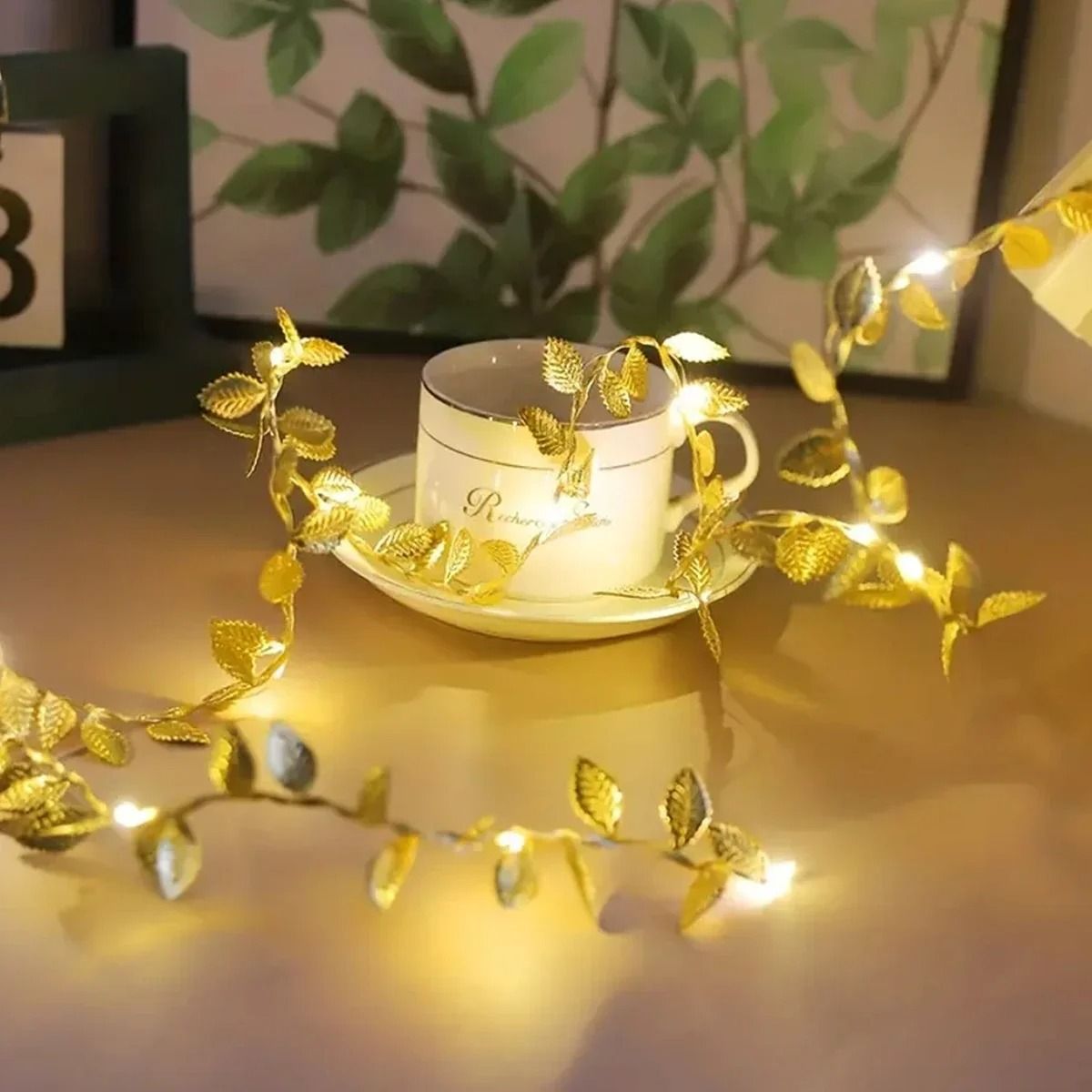 Gilded Willow Leaf Fairy String Lights