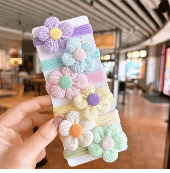 SweetBloom Princess Hair Ties Flower Bow Elastic Hair Bands Set