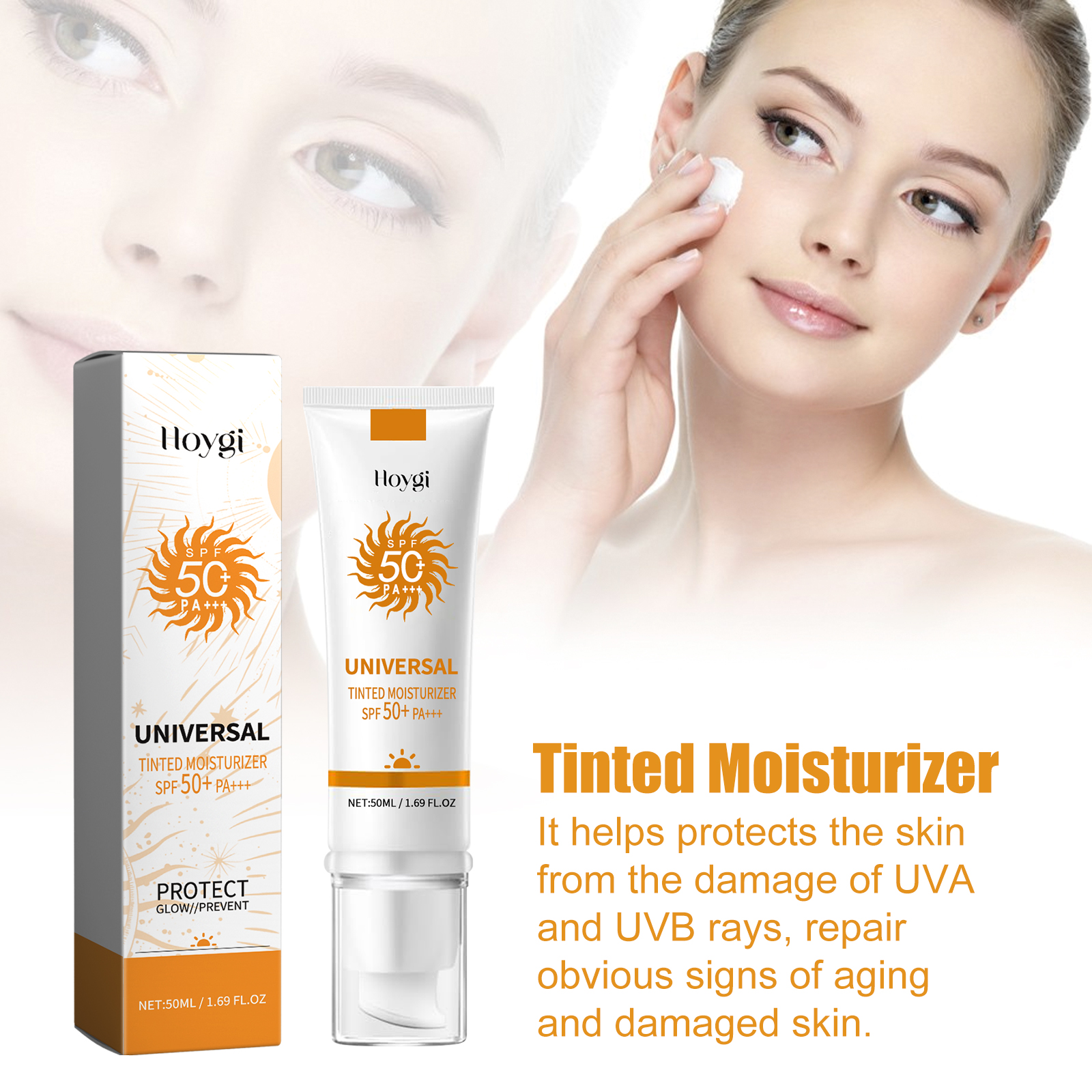 Tinted Sunscreen Foundation Cream with Oil Control Waterproof UV Protection