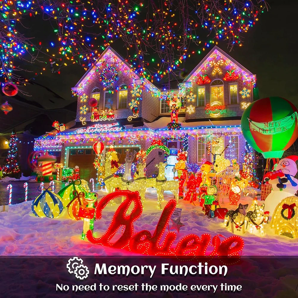 Solar Curtain Light, Outdoor Eaves Decor, String Lights for Garden Party Yard, Christmas Decoration Holiday Garlands
