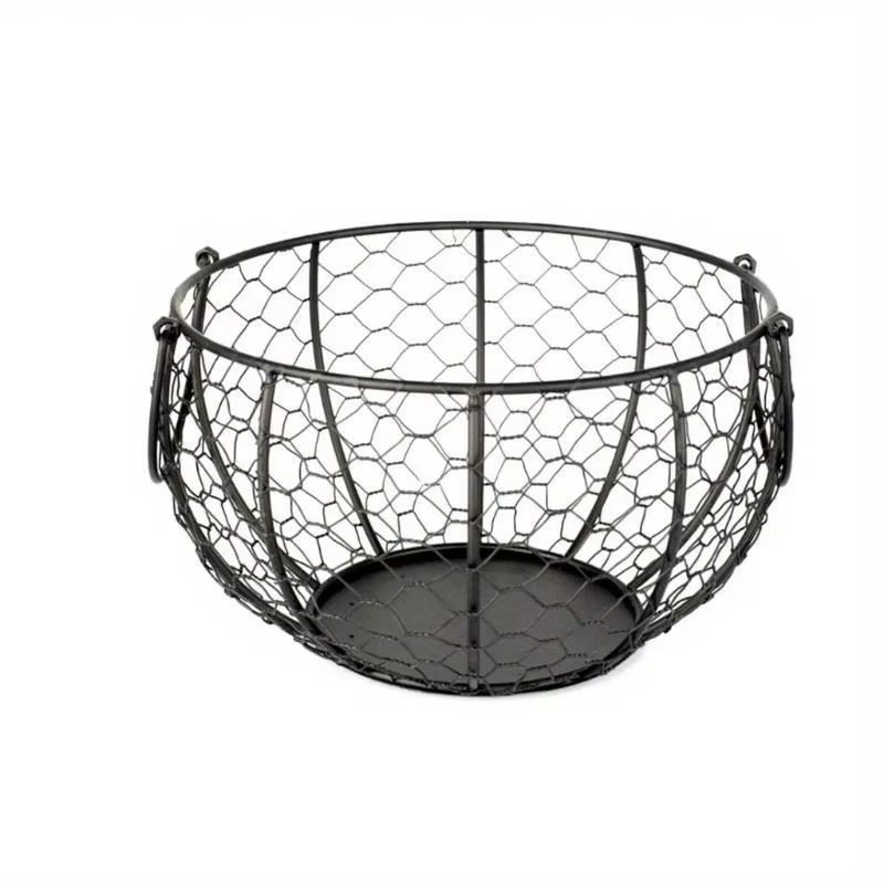 Kitchen Metal Wire Egg Basket With Farm Chicken Cover